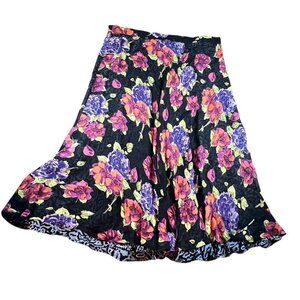 Vintage Plus Size Double Sides Floral + Chetah Print Maxi Skirt